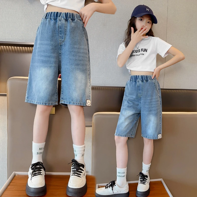 女童牛仔裤夏季薄款2025年儿童五分裤夏天短裤外穿中裤夏装中大童