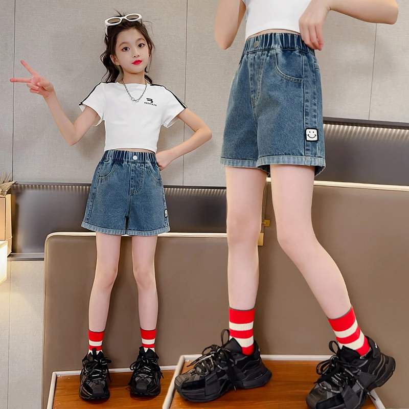 女童裤子夏季薄款2025儿童牛仔裤夏天短裤外穿宽松洋气夏装中大童