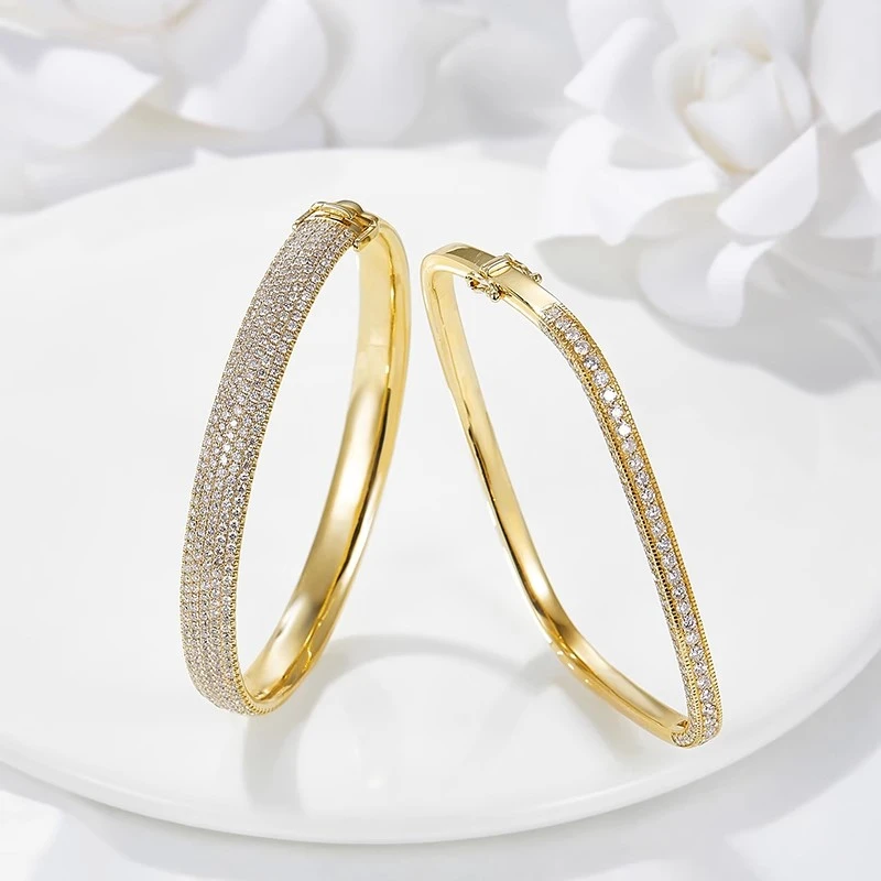 18K金满排钻石手镯K黄金玫瑰金白金镶嵌南非钻石多样性发一件