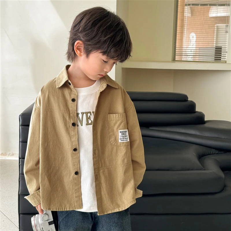 童装男孩秋装长袖衬衫2024新款春秋季薄款儿童上衣痞帅韩版外穿潮