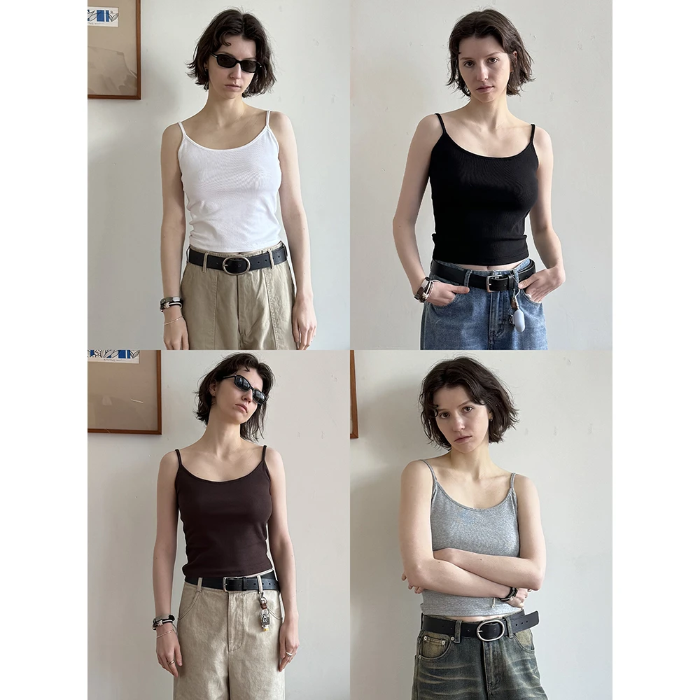 CountryMoment 百搭利器！螺纹弹力修身内搭短款打底吊带背心女