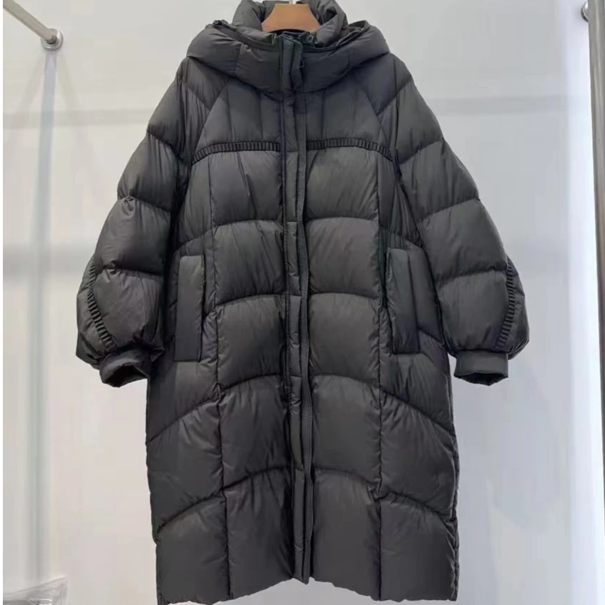 百搭休闲高级感连帽长款羽绒服 H1173