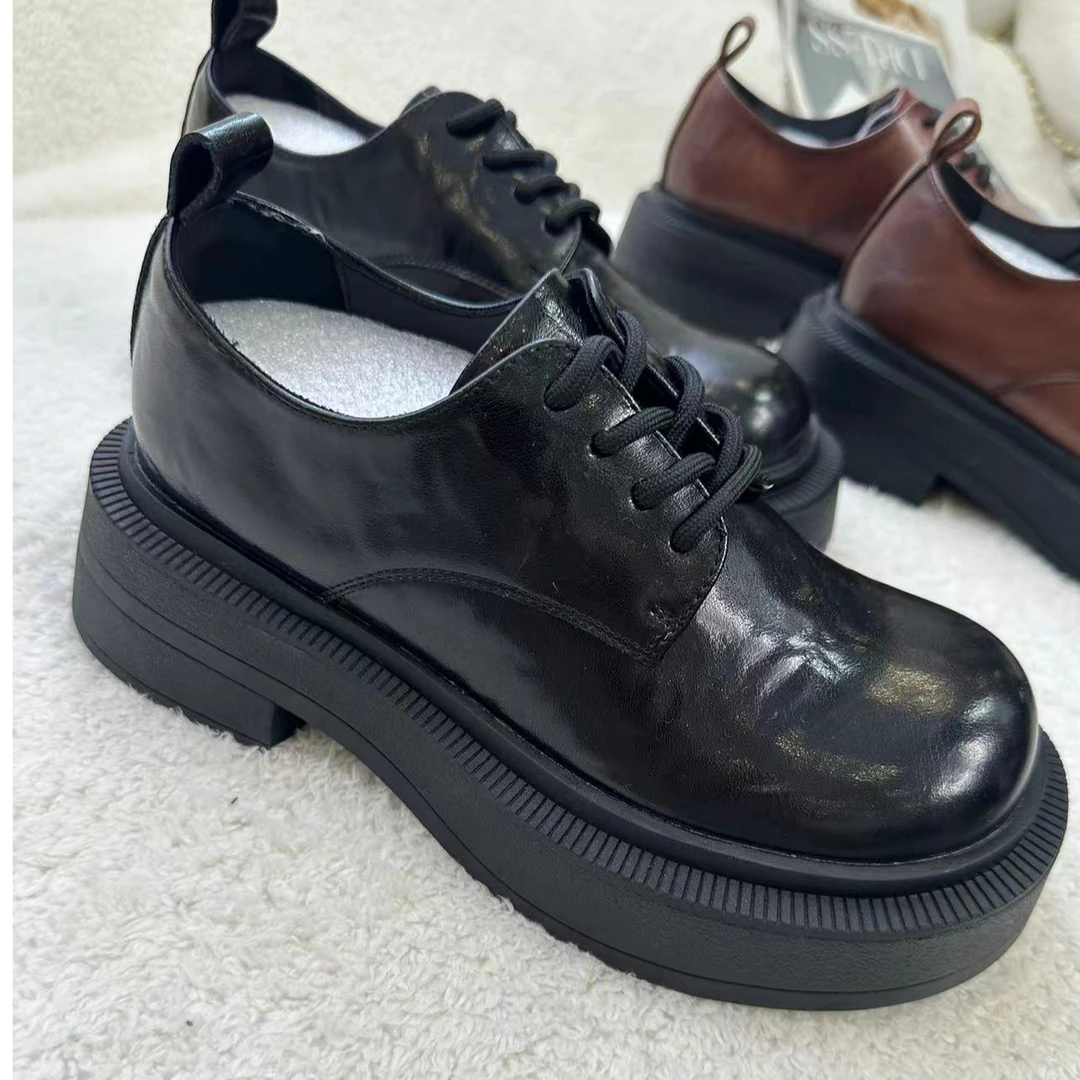 百搭英伦乐福鞋复古厚底大头皮鞋  c9814