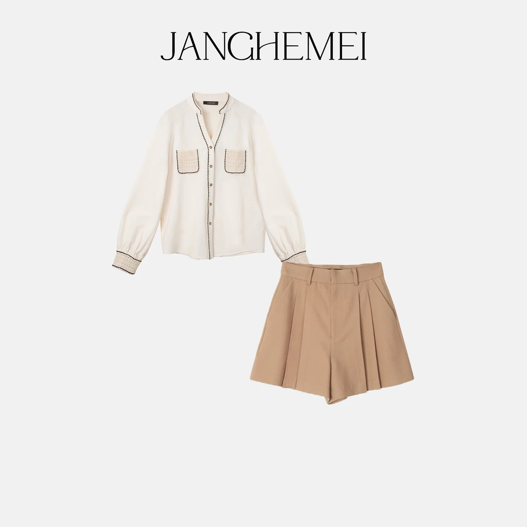 JANGHEMEI【百褶休闲裤】复古百搭休闲羊毛短裤 K10115M33