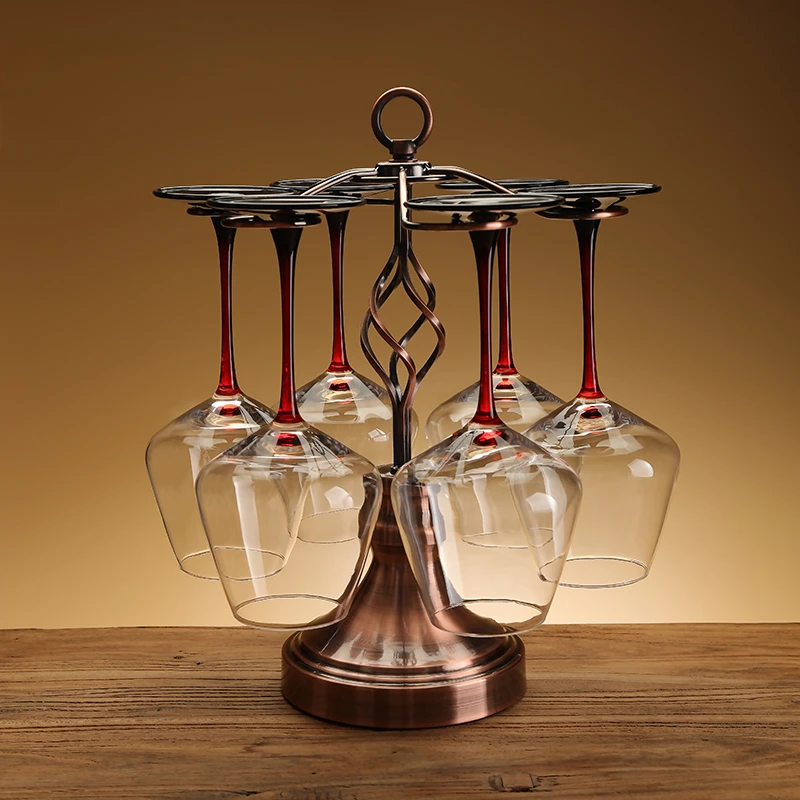 创意旋转红酒杯架欧式悬倒挂高脚杯架子家用酒柜装饰葡萄酒吊杯架