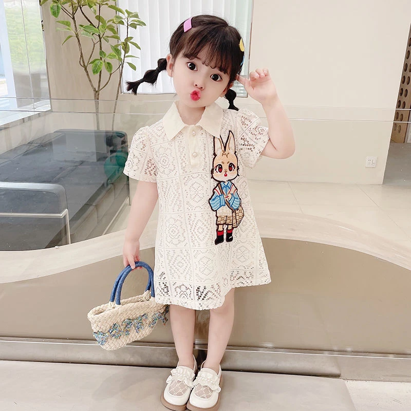 女童连衣裙2025夏季新款童装儿童上衣刺绣蕾丝裙子宝宝夏装公主裙