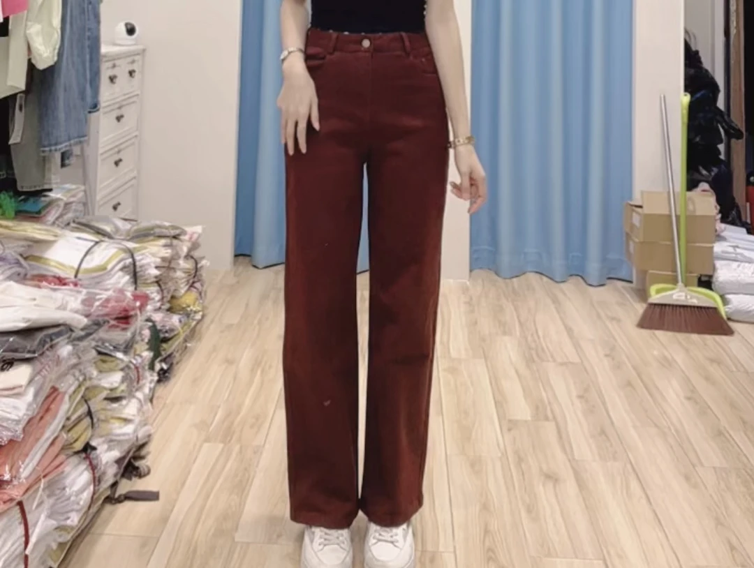 【小玉】2024秋冬新款窄版阔腿裤软牛仔裤时尚显瘦百搭裤子