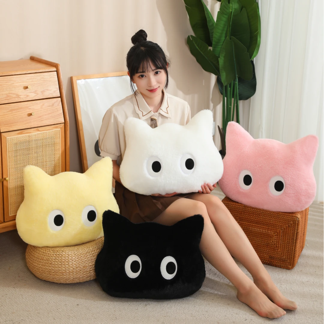 可爱卡通毛绒猫猫头抱枕一个毛绒玩具卡通抱枕哄睡玩具