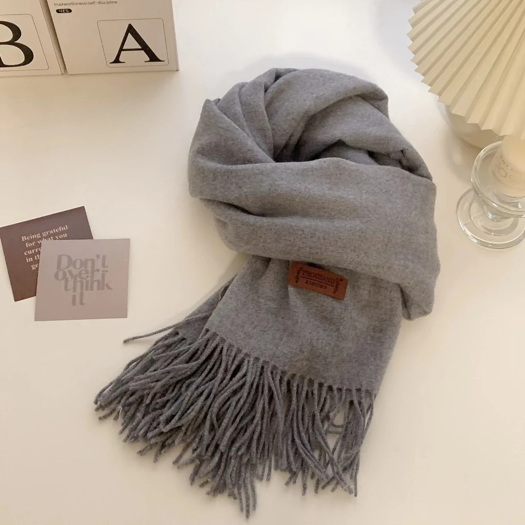 【皇冠】高品质仿羊绒纯色围巾披肩百搭长款加厚保暖韩版冬季时尚