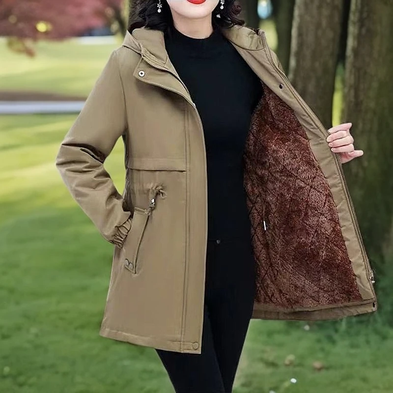 过年冬装连帽外套上衣休闲时尚洋气减龄保暖中休闲外套上衣女