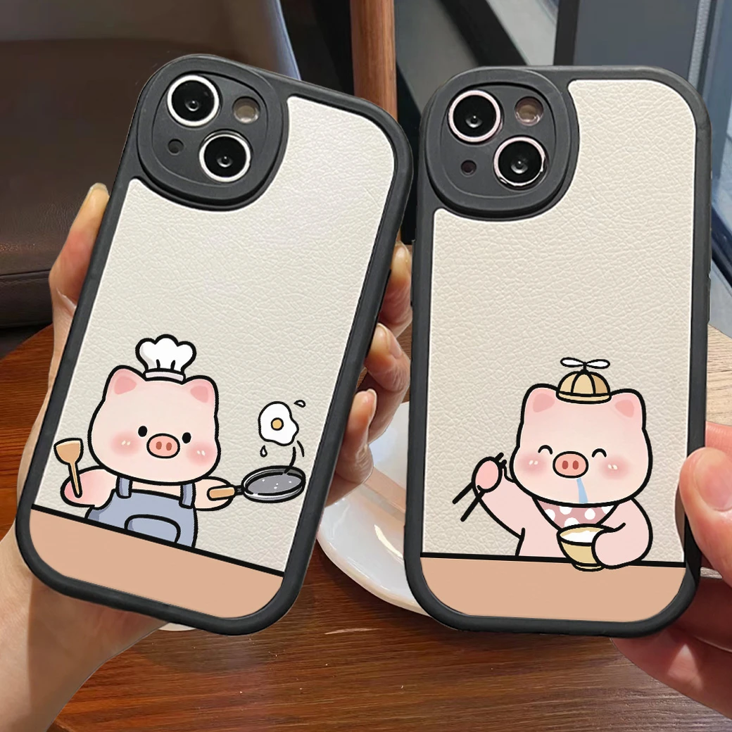 爱吃饭猪可爱情侣款手机壳创意卡通适用苹果华为opp小米vivo荣耀