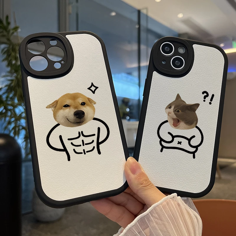 【苹果/华为/OPPO/VIVO/小米】情侣款肌肉狗肚腩猫小胖贴皮手机壳