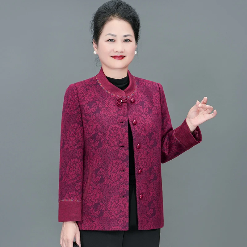 雅鹿新款秋冬妈妈装外套中老年人洋气女装胖加肥加大码时尚C5017