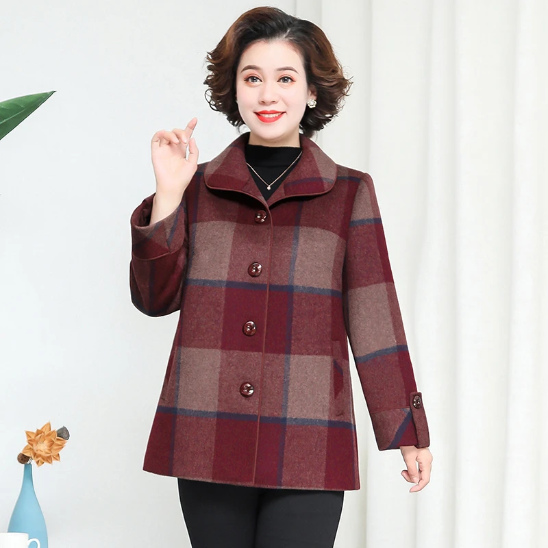 雅鹿胖妈妈加肥加大码秋装时尚毛呢外套中老年女士休闲上衣x001