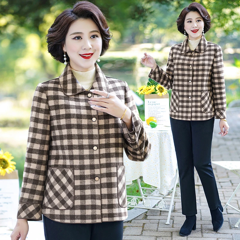 雅鹿女装外套秋冬新款加肥大码高贵夫人洋气胖妈妈百搭10171