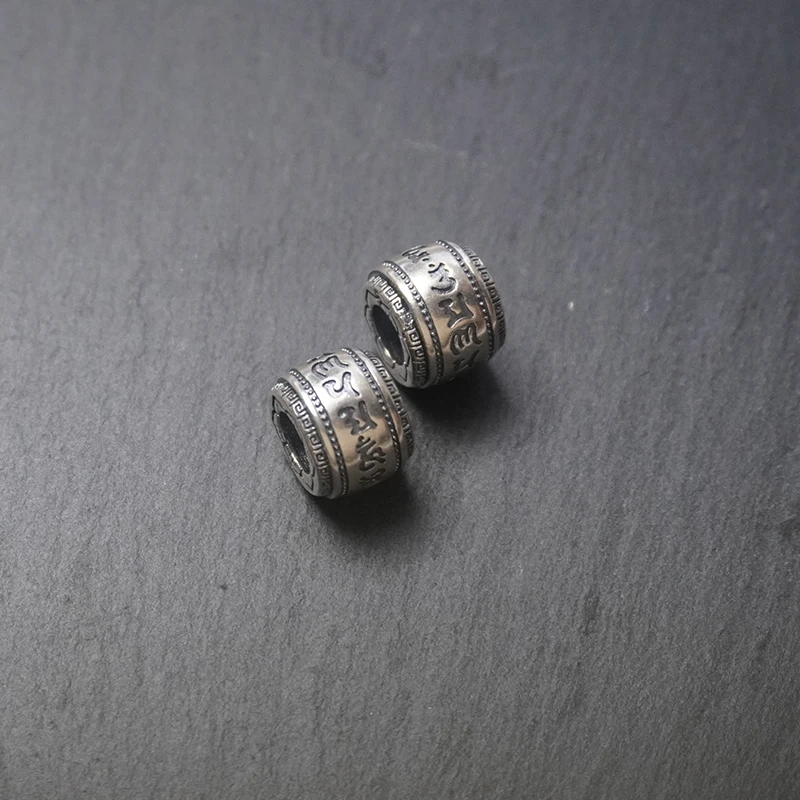 吊坠925银 转运珠吊坠s925足银 复古做旧 经典万字图符六字真言