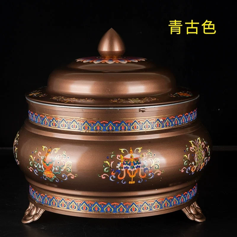 新款合金糌粑盒桶藏式百宝客厅家用水果糖果盘果碟摆件品储物罐