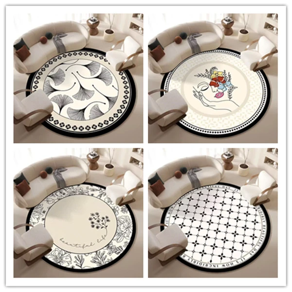 圆形法式奶油风圈绒客厅卧室床边毯高级感化妆桌衣帽间毯椅子地垫