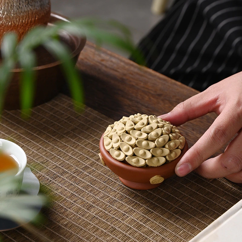 紫砂茶宠摆件精品可养聚宝盆招财功夫茶具茶道创意茶玩茶台装饰
