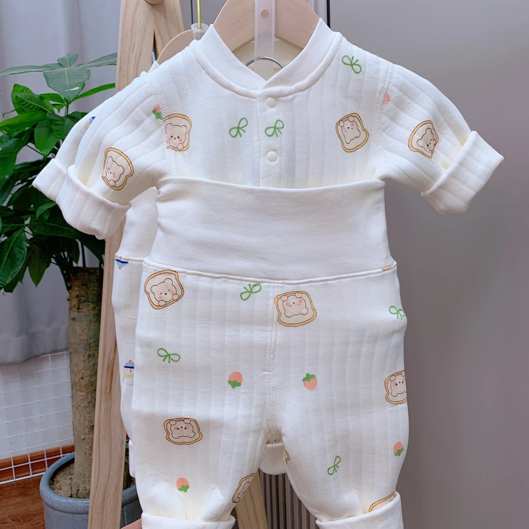 39039 春款宝宝空气棉高腰保温套装婴儿保暖套装家居服婴幼儿护肚