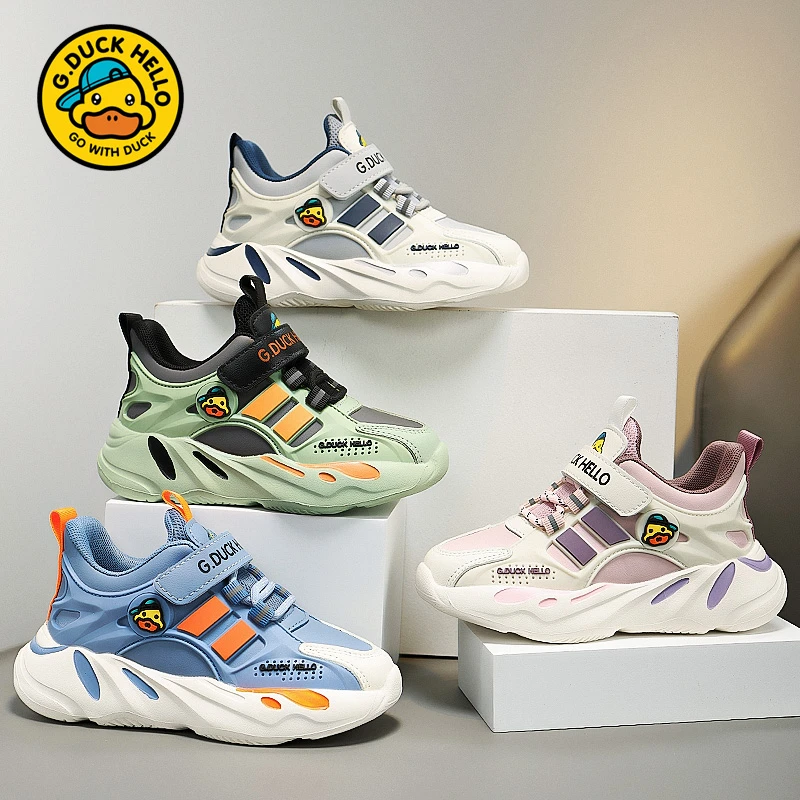 小黄鸭男童鞋2025春秋新款女童软底中大童运动鞋网面儿童机能鞋子
