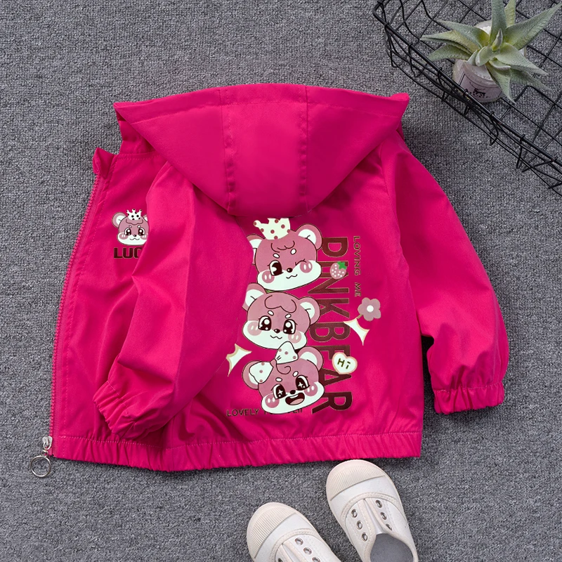 2025春秋季童装外套新款女童风衣开衫女宝宝连帽拉链衫糖果色上衣