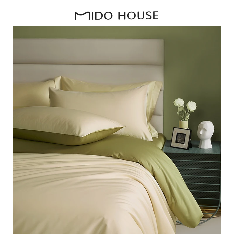 MIDOHOUSE铭都100支新疆长绒棉全棉三件套轻奢床品床上四件套床单