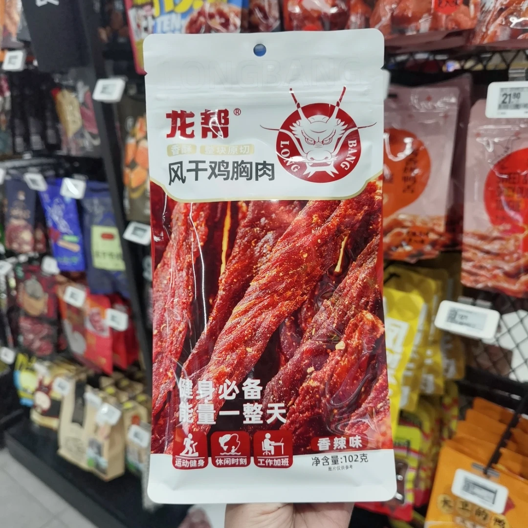 盒马代购 龙帮风干鸡胸肉 香辣味 102G 手撕超干风干鸡肉干小吃
