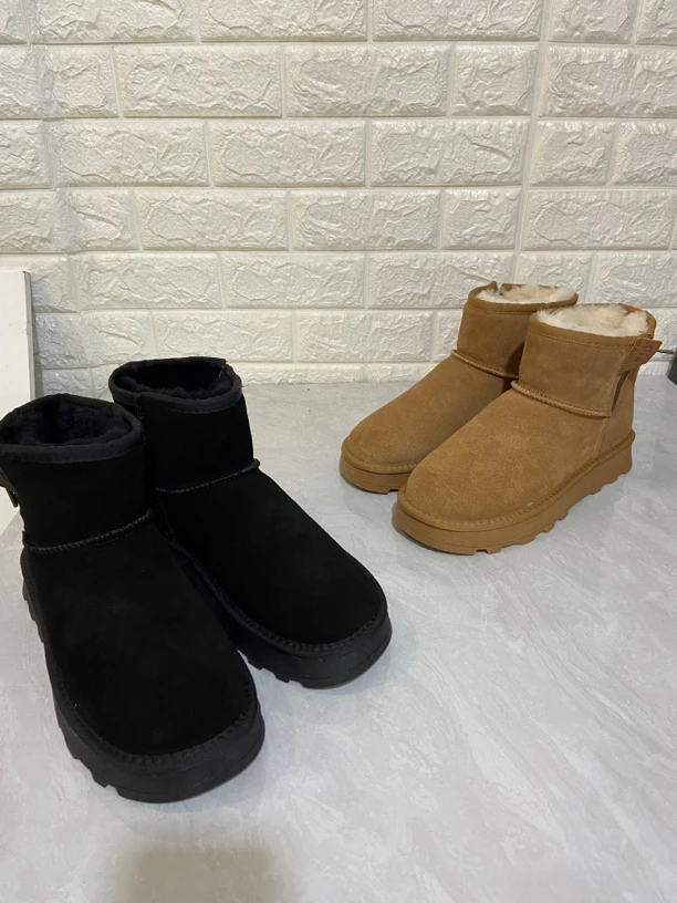 6088 厚底雪地靴男款短筒棉靴加厚侧拉链东北棉鞋