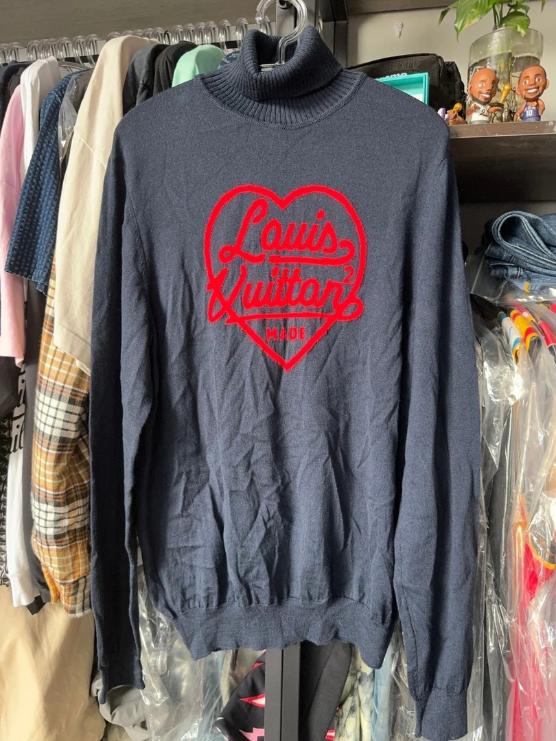 XXL码/Louis Vuitton LV x Nigo 黑色爱心高领针织衫 99新
