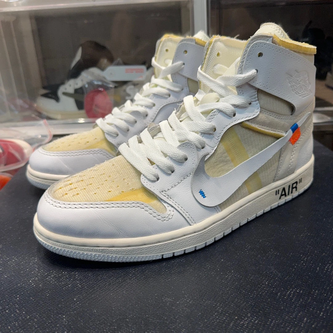 44码/OW✖️AJ1联名 欧洲限定 白蓝 复古篮球鞋/99.99新无盒