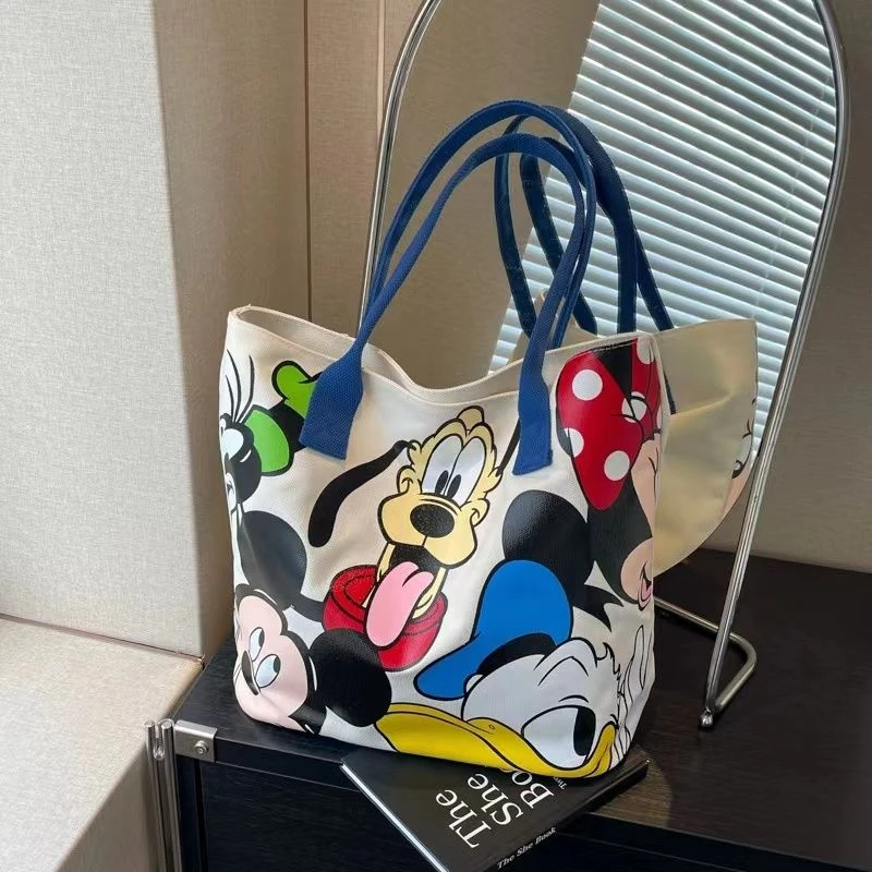 休闲大容量包包女夏天新款日系卡通帆布包通勤单肩托特大包妈咪包