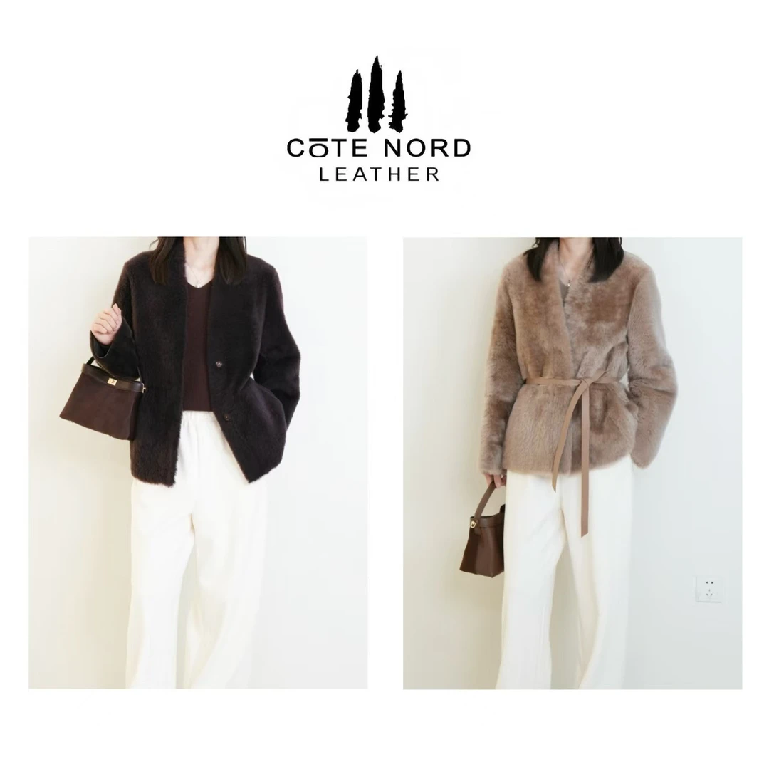 【小钱总】lacon seda V领气质拉贡皮毛一体外套-YT Q24-005