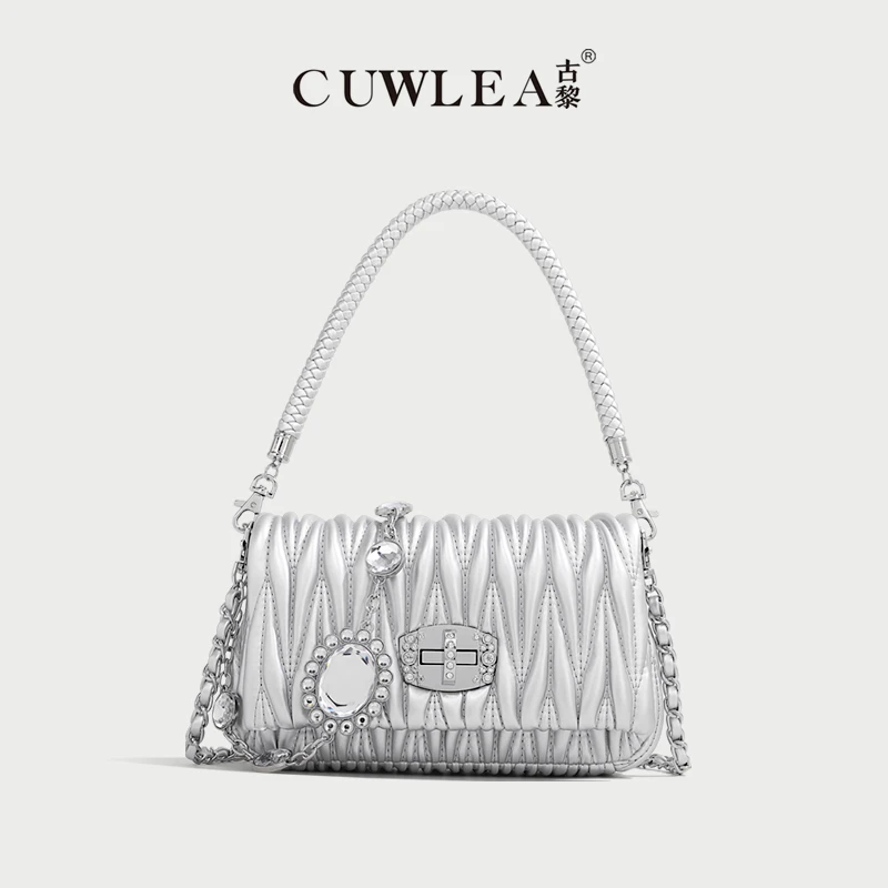 【CUWLEA/古黎】2024年新款褶皱包单肩斜挎手拎包GL-2115