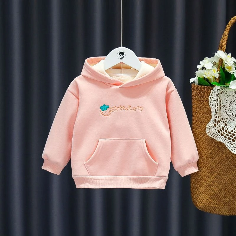 2022秋冬1-2-3岁女童加绒带帽儿童卫衣6个月女宝宝秋装上衣外出服