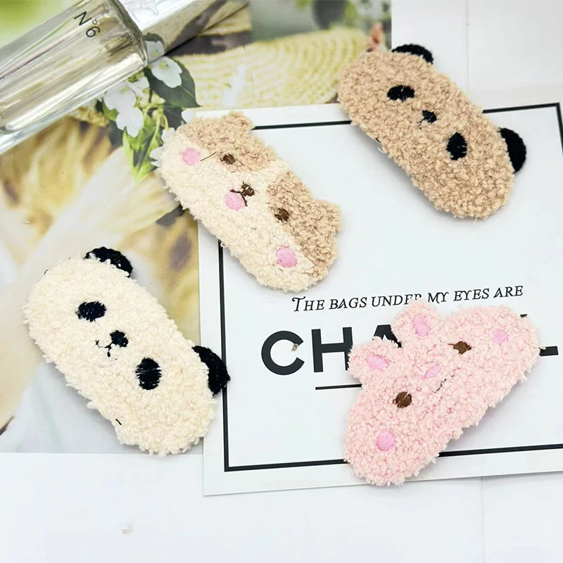 布艺发饰 卡通动物发夹可爱毛绒超萌BB夹掰掰夹头饰品边夹刘海夹