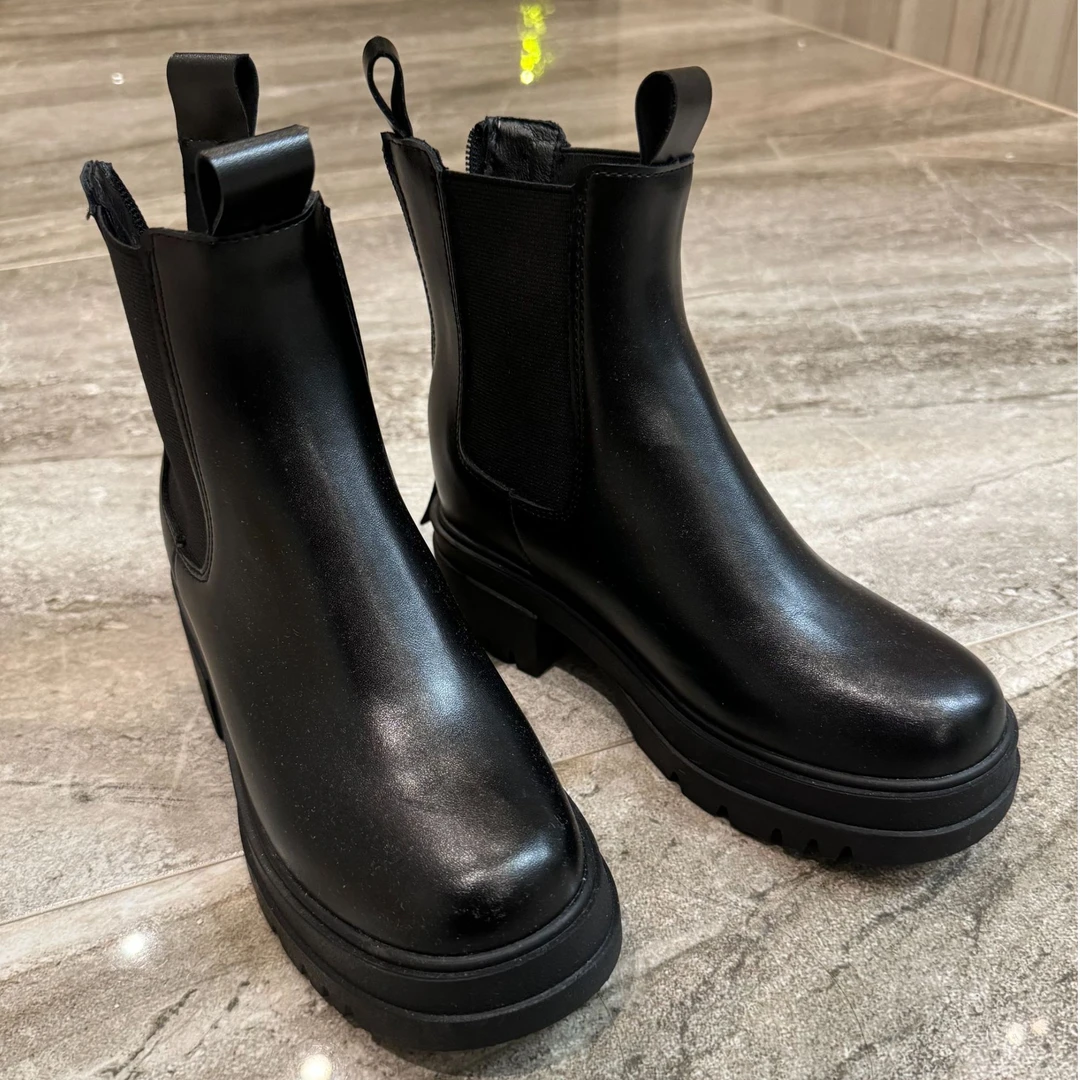 奈奈妮③【圆头中筒靴】跟高8CM中筒靴厚底时尚百搭1518-9