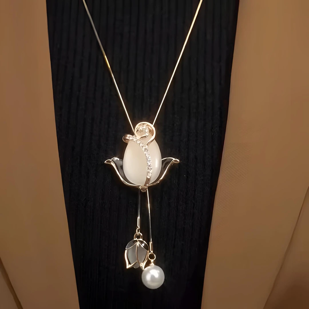 钛钢项链 郁金香毛衣链长款项链秋冬百搭时尚个性高档气质配饰女