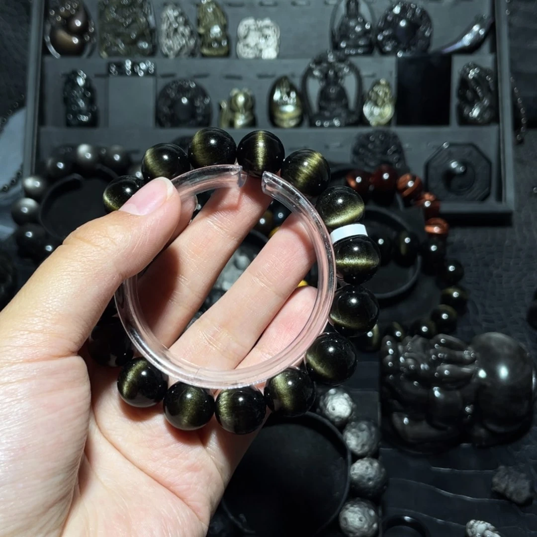 黑曜岩手链未镶嵌胖****茶