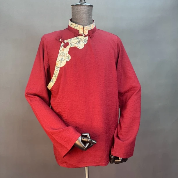 藏式藏装男士长袖外套衬衫上衣短款衬衣