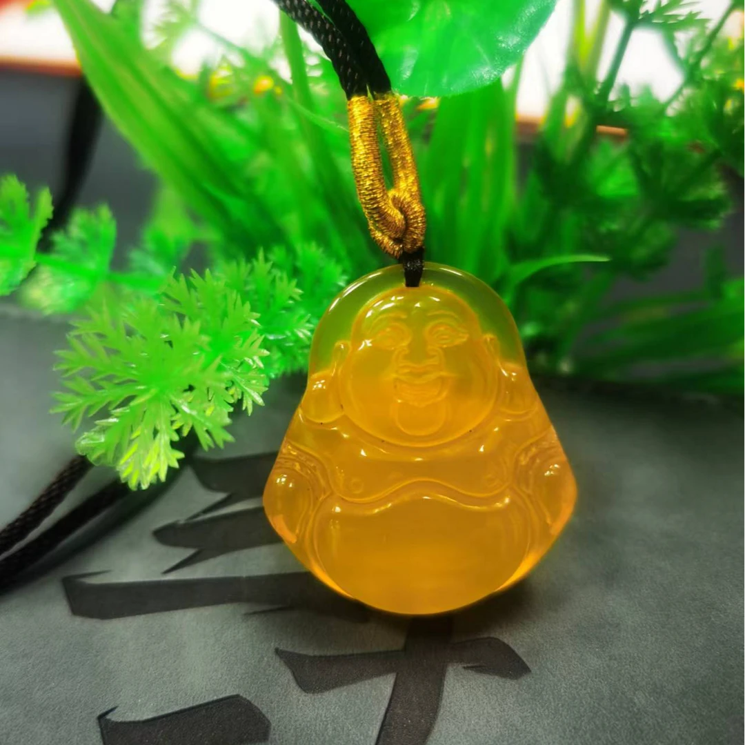 A5024天然珠宝牛黄宝大肚佛公吊坠玛瑙-配绳子