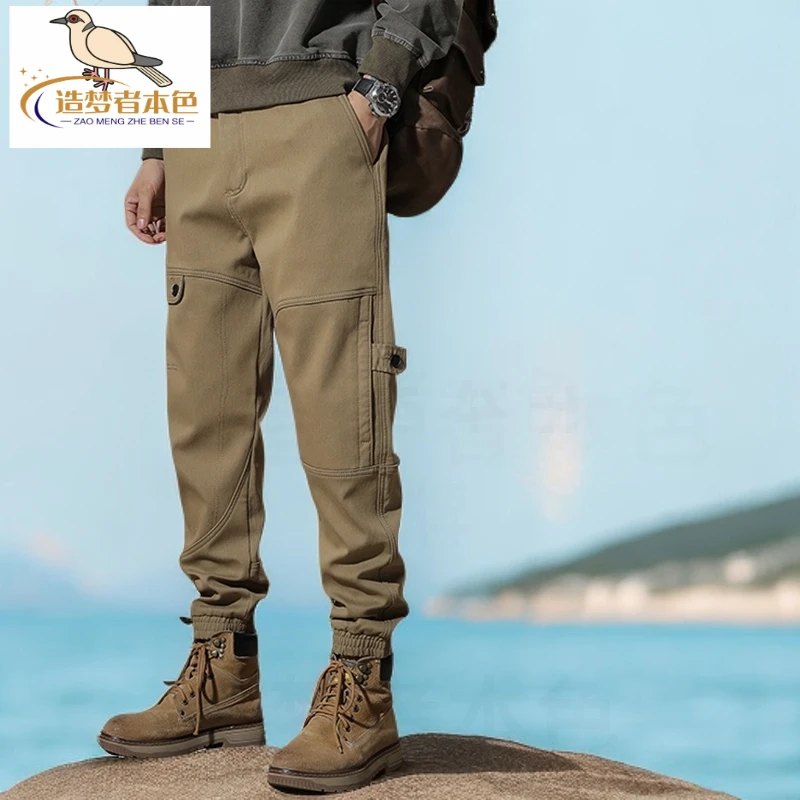 工装裤男秋冬新款宽松束脚加绒加厚2024新款潮牌大码男士休闲长裤