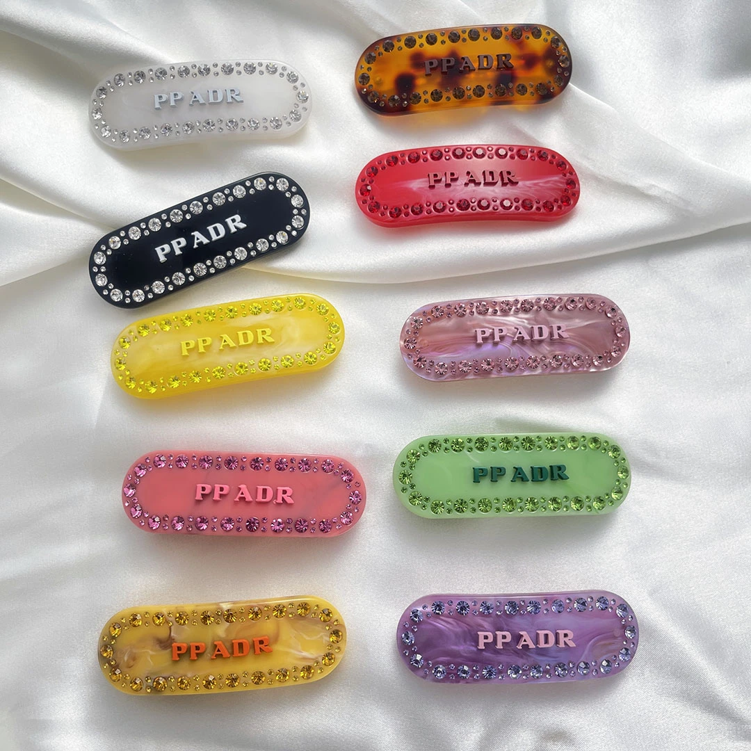 字母发夹一字夹边夹刘海夹少女水钻水晶头饰网红复古发卡