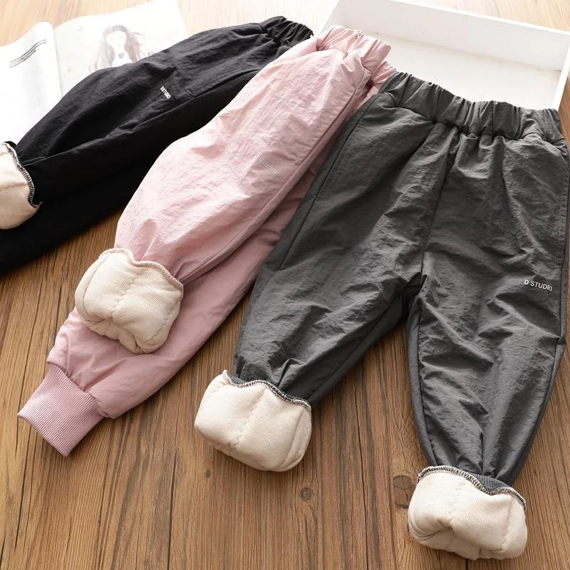 女童冬季加厚丝棉保暖冬棉裤儿童韩版洋气休闲加厚防风运动卫裤潮