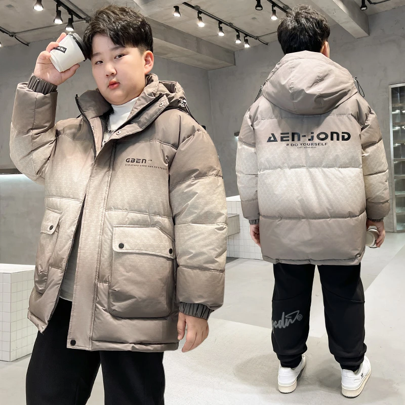 胖大童棉衣男童加肥棉服胖孩宽松大码棉袄中大童加厚外套中长冬装