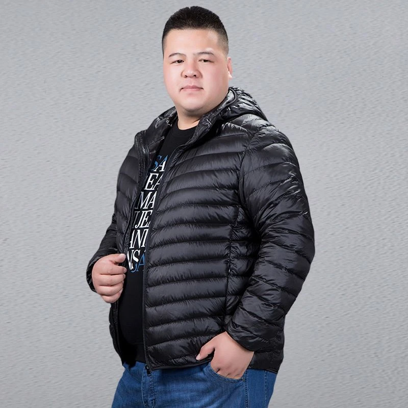 冬装加肥加大轻薄羽绒服男短款连帽爸爸装特大200斤肥佬胖子外套