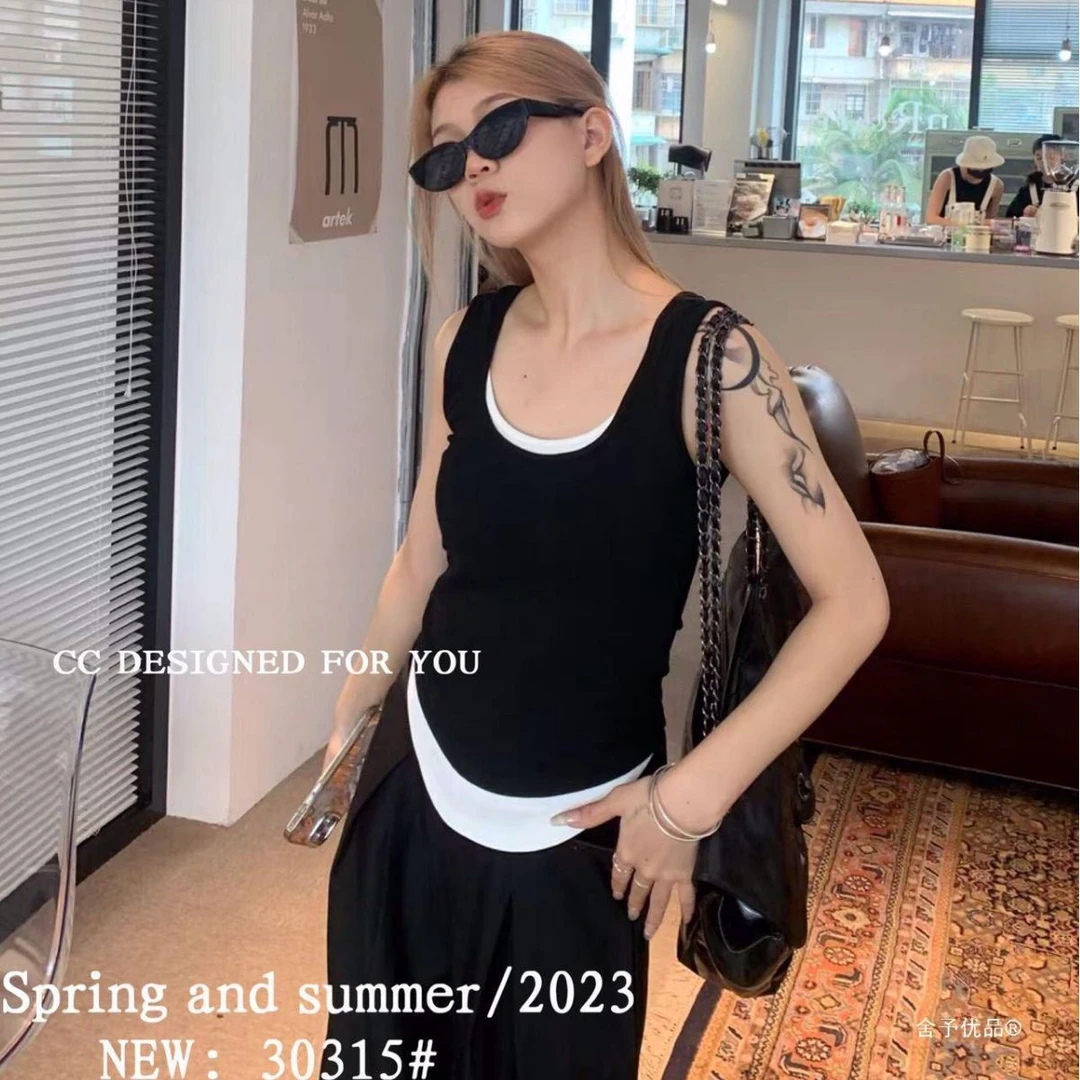 美背显瘦运动时尚百搭打底无袖外穿黑色休闲网红修身韩版设计感女