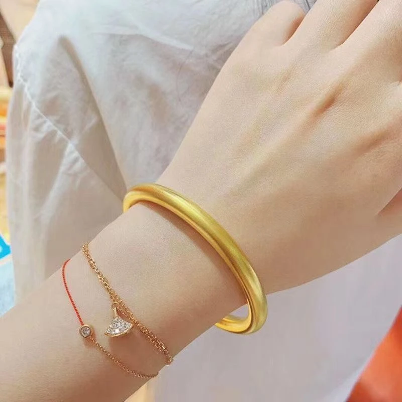 合金手镯 古法传承手镯   女款时尚百搭素圈经典实心磨砂素款