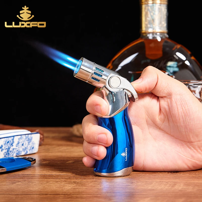 LUXFO雪茄打火机喷火焊枪艾条点火器防风直冲大火力高档耐用充气