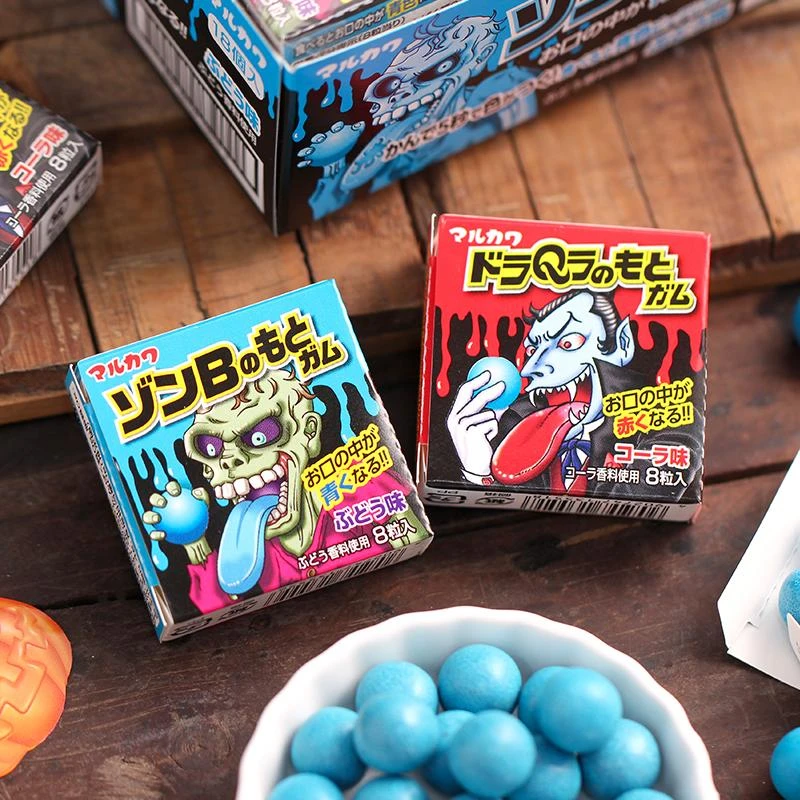 日本进口丸川可乐魔鬼变色口香糖泡泡糖果搞怪趣味零食万圣节限定